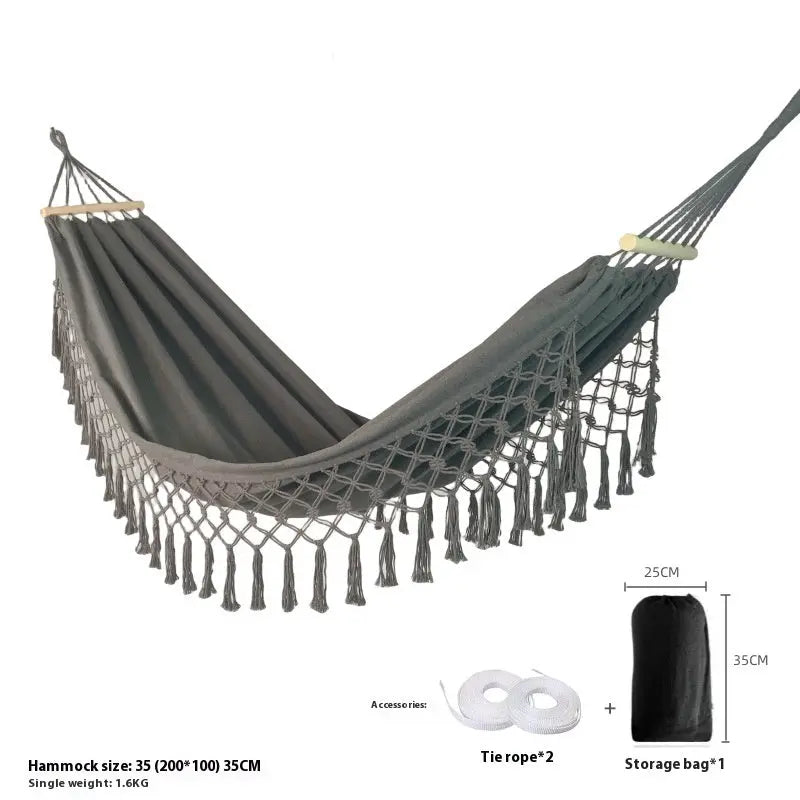 Hamac en Toile avec Bâtons Anti-Basculement - Fournitures Extérieur - BMYANY