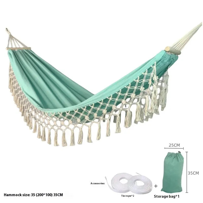Hamac en Toile avec Bâtons Anti-Basculement - Fournitures Extérieur - BMYANY