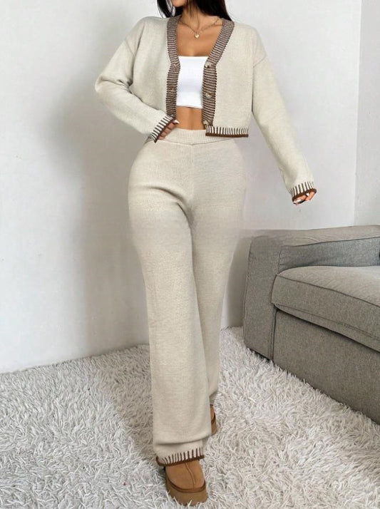 Haut à col en V pour femmes Chemisier et pantalon - BMYANY