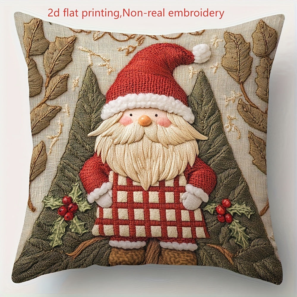 Housse Coussin Noël Lin - Décoration Canapé Renne Lapin Festif - BMYANY