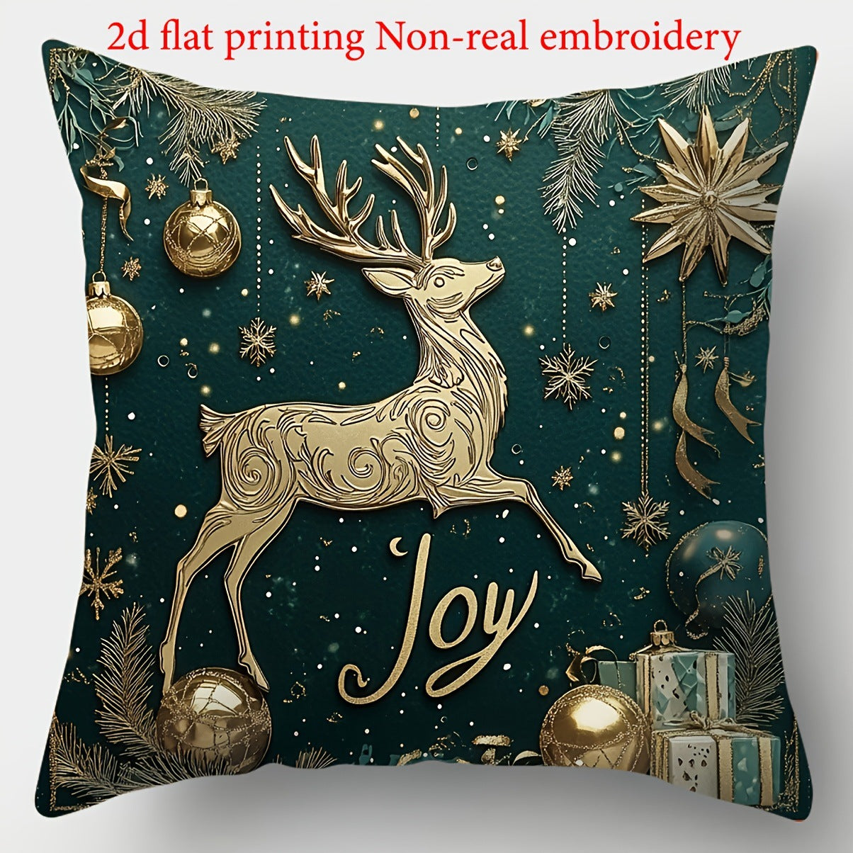 Housse Coussin Noël Lin - Décoration Canapé Renne Lapin Festif - BMYANY