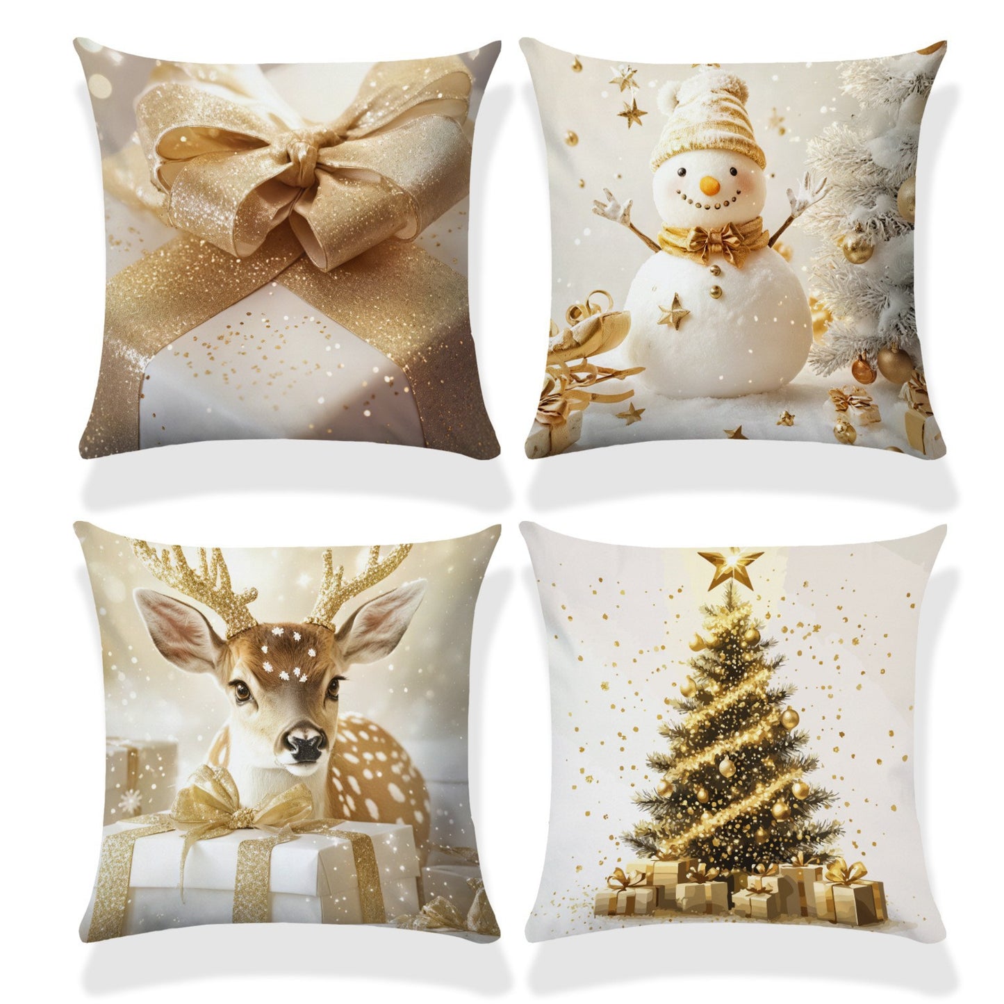 Housse Coussin Noël Lin - Décoration Canapé Renne Lapin Festif - BMYANY