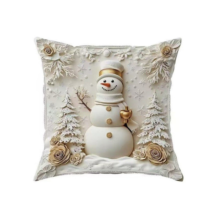 Housse Coussin Noël Lin - Décoration Canapé Renne Lapin Festif - BMYANY