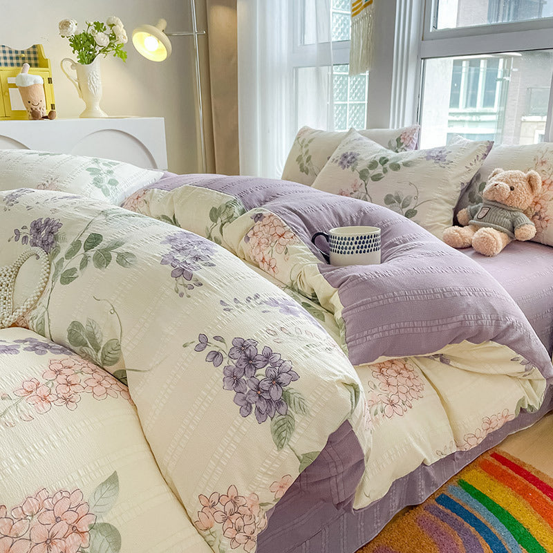 Housse de Couette 4 Pièces Coton Jacquard Doux - BMYANY