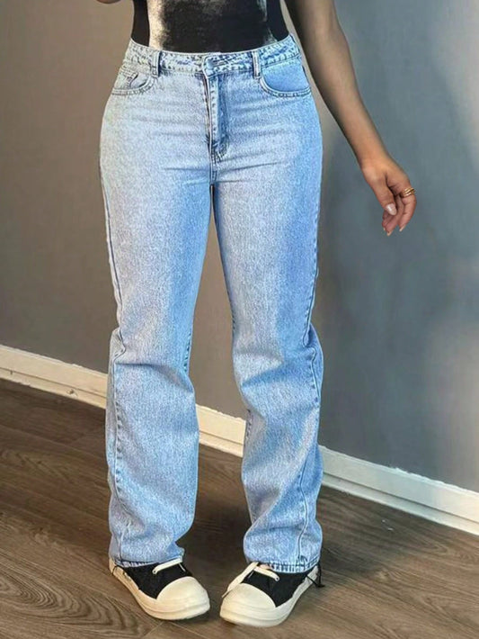 Jean Droit Élégant Uni pour Femme - BMYANY
