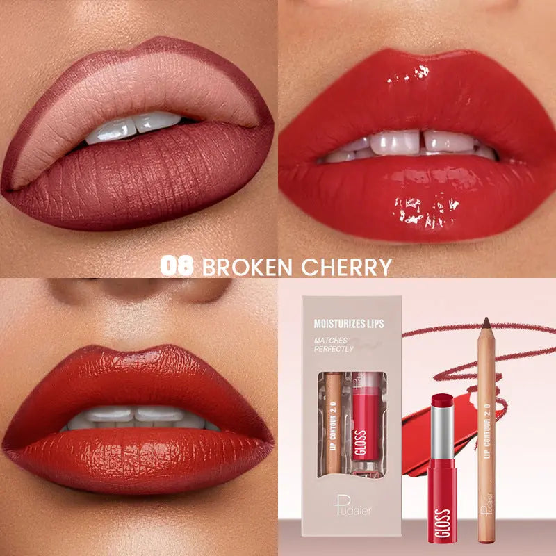 Kit Rouge à Lèvres et Crayon Contour Mat Effet Aqueux - BMYANY