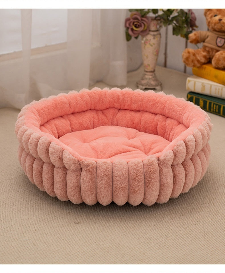Lit Chat Rond Peluche Doux Forme Lapin Confortable - BMYANY