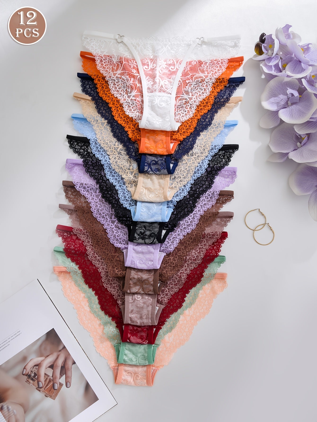 Lot de 12 Culottes Femme Taille Basse Dentelle - Haute Élasticité Emballage Individuel - BMYANY
