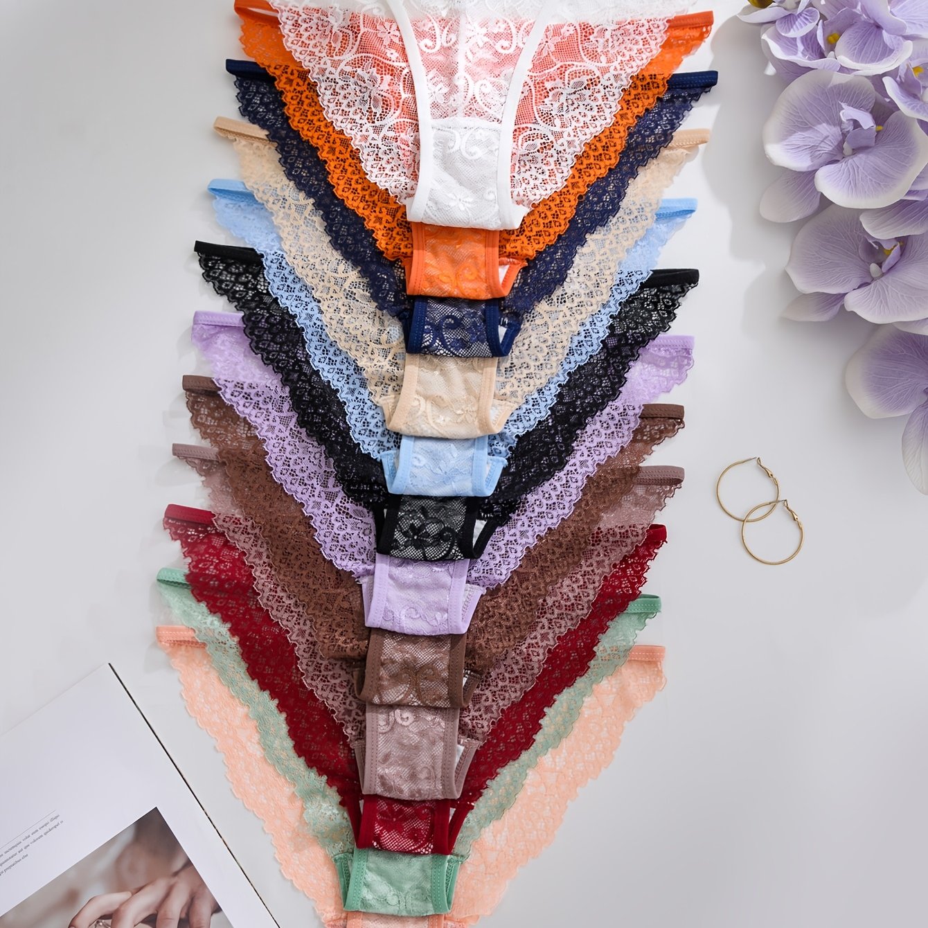 Lot de 12 Culottes Femme Taille Basse Dentelle - Haute Élasticité Emballage Individuel - BMYANY