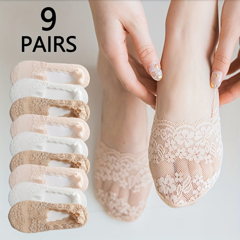Lot de 9 Paires Chaussettes Femme Été Imprimé Floral Respirantes - BMYANY