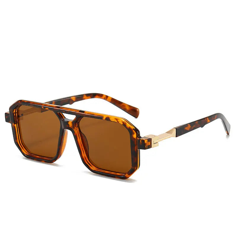 Lunettes de Soleil Femme Fashion Verres Réfléchissants Marron - BMYANY