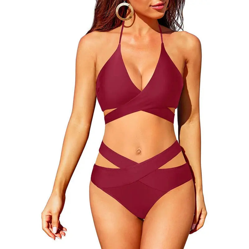 Maillot de Bain Deux Pièces Rétro Chic Bikini  Femme Taille Haute - BMYANY
