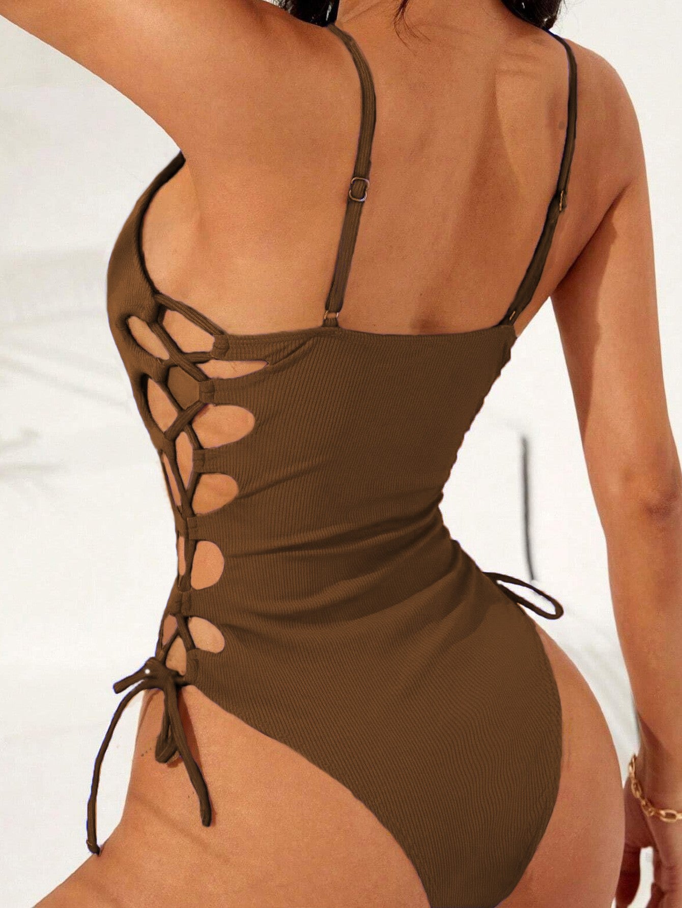 Maillot de Bain Imprimé Léopard et Serpent Dos Nu - BMYANY