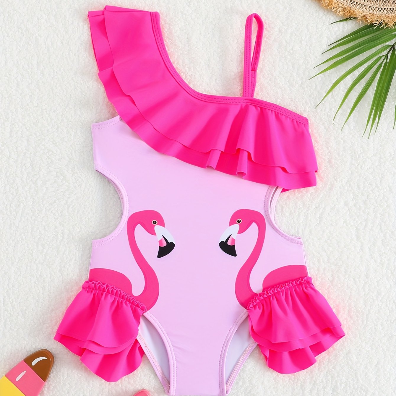 Maillot de bain une pièce motif flamant rose pour filles - BMYANY