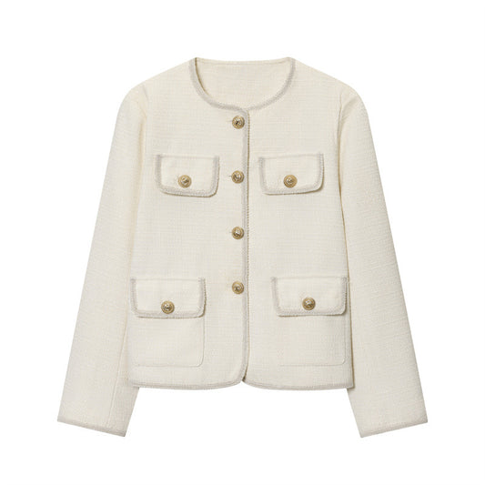 Manteau Velours Femme Col Rond avec Poches - BMYANY
