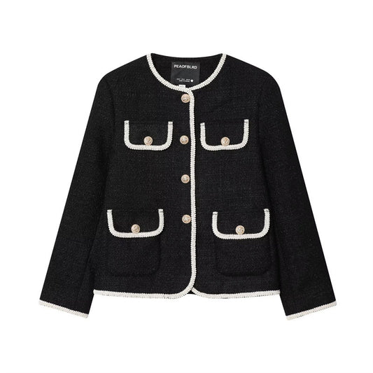 Manteau Élégant en Velours avec Col Rond et Poches - Femme - BMYANY