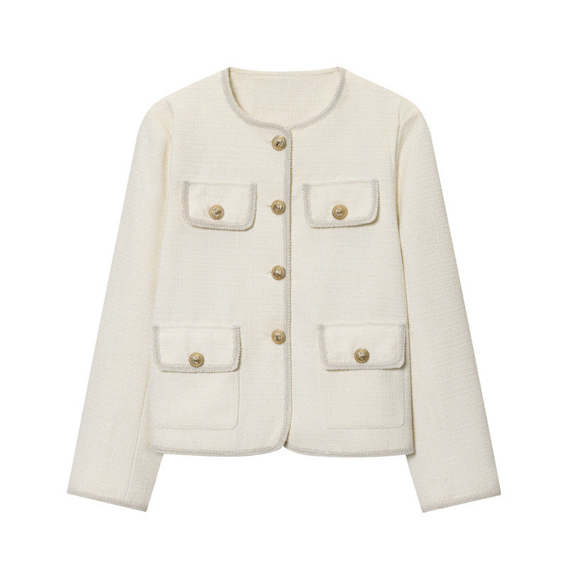 Manteau Élégant en Velours avec Col Rond et Poches - Femme - BMYANY