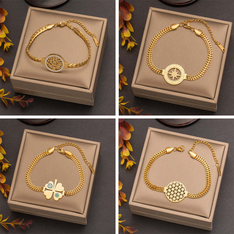 Stainless Steel Scale Bracelet Female Trend Flower Lucky Tree