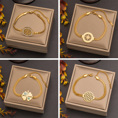 Stainless Steel Scale Bracelet Female Trend Flower Lucky Tree