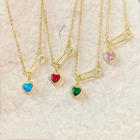 Women's Personalized Pin Pink Heart-shaped Light Luxury Necklace
