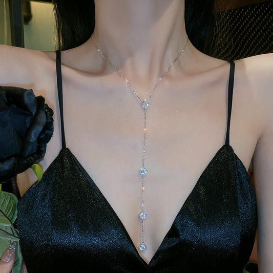 Light Luxury High-grade Zircon Water Drops Circle Necklace