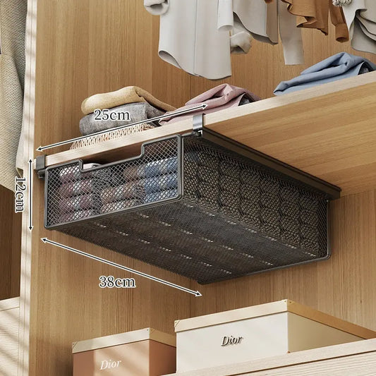 Panier Suspendu Type Tiroir Fer Forgé Rangement Vêtements Étagère - BMYANY