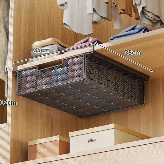 Panier Suspendu Type Tiroir Fer Forgé Rangement Vêtements Étagère - BMYANY