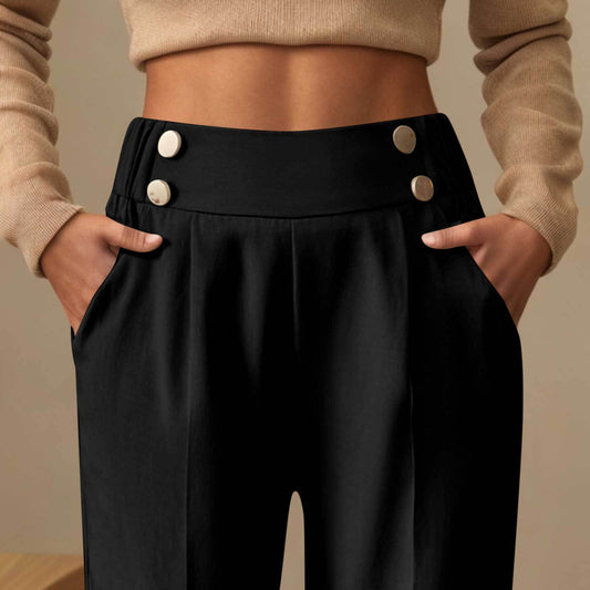 Pantalon Femme Taille Haute Fluide - Style Casual Élégant - BMYANY