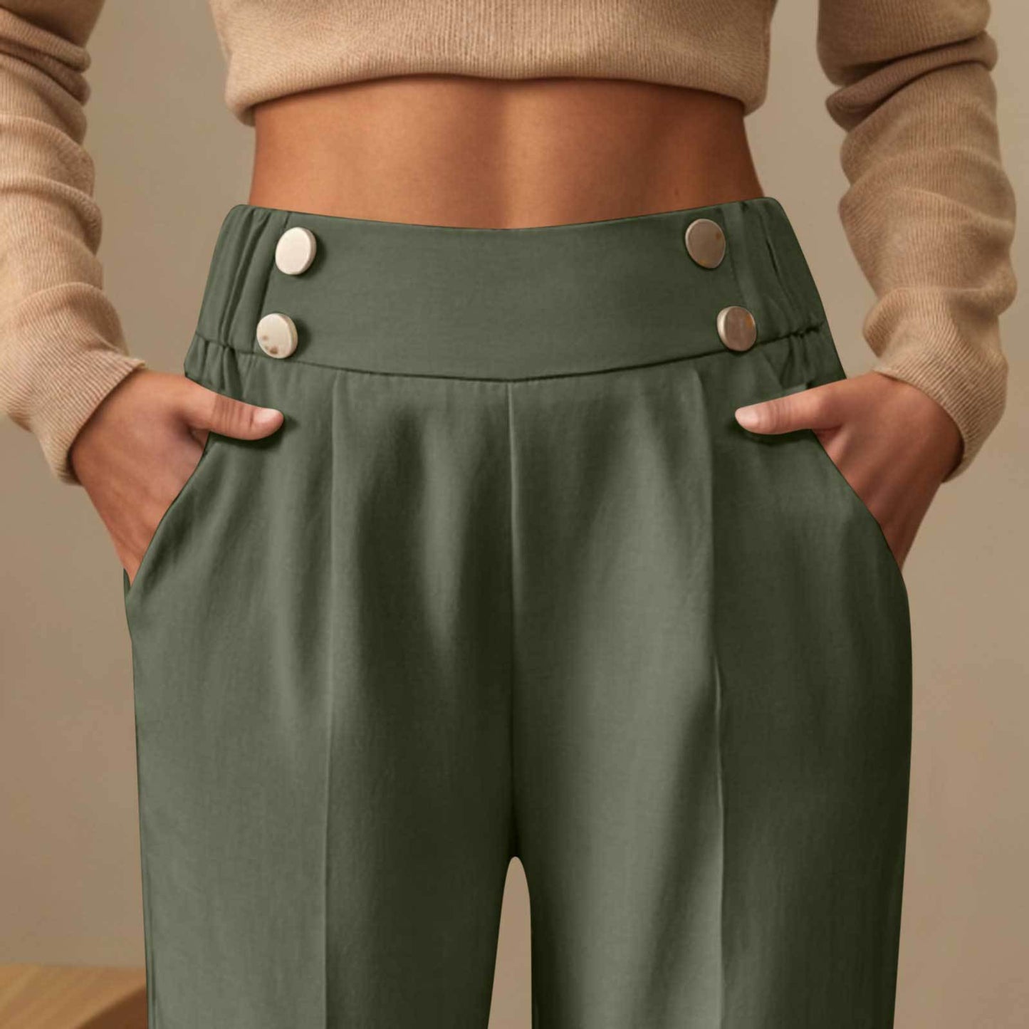 Pantalon Femme Taille Haute Fluide - Style Casual Élégant - BMYANY