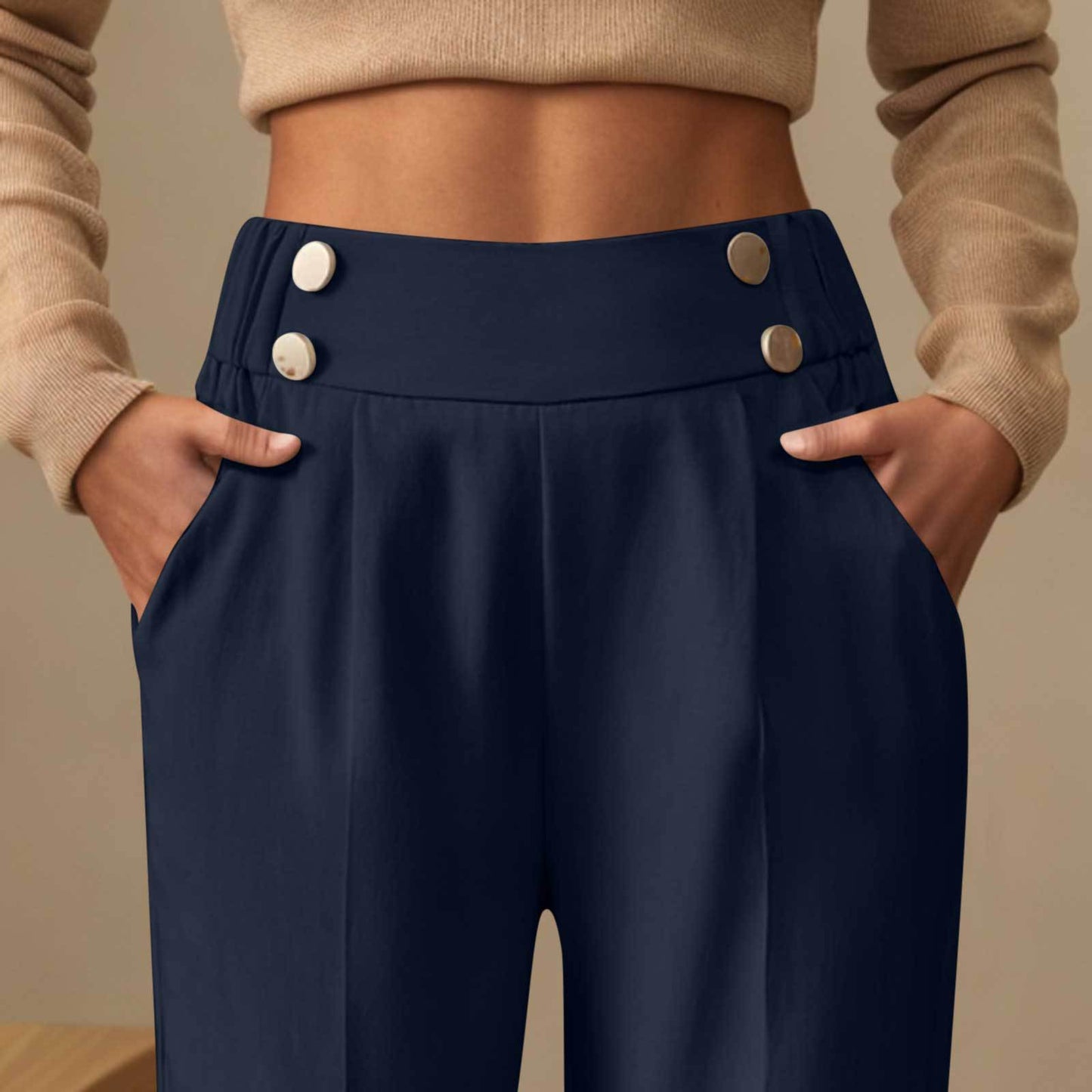 Pantalon Femme Taille Haute Fluide - Style Casual Élégant - BMYANY