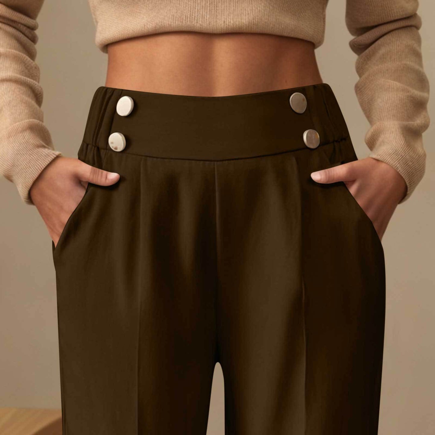 Pantalon Femme Taille Haute Fluide - Style Casual Élégant - BMYANY