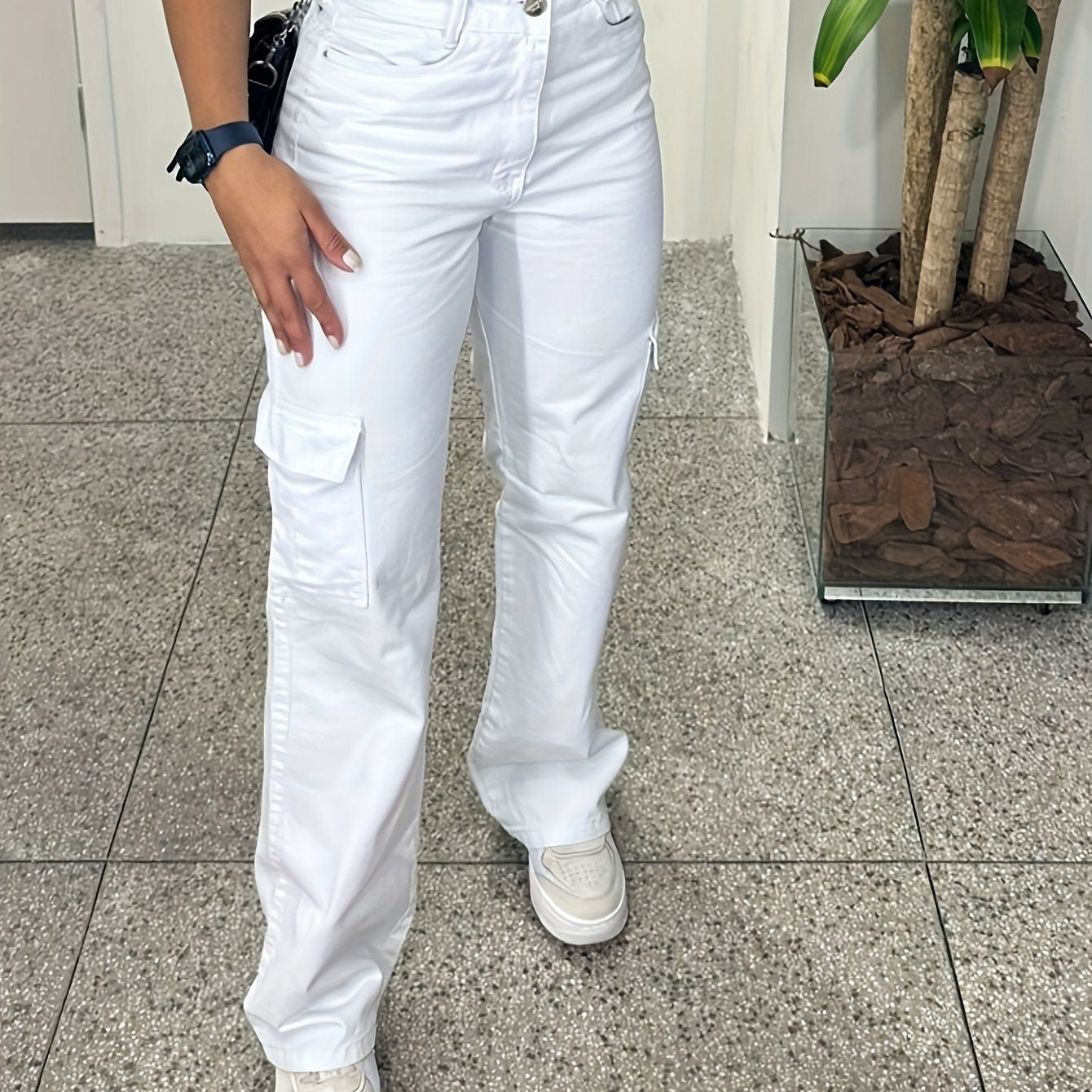 Pantalons cargo  Femmes Blanche Poches 3D Tendance Polyvalente - BMYANY