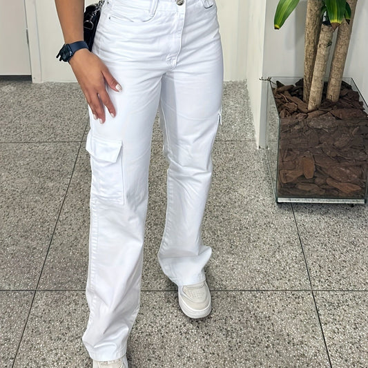 Pantalons cargo  Femmes Blanche Poches 3D Tendance Polyvalente - BMYANY