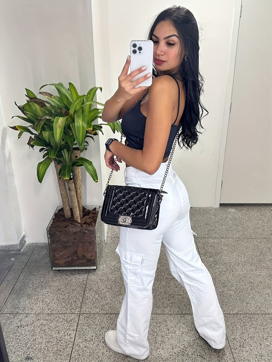 Pantalons cargo  Femmes Blanche Poches 3D Tendance Polyvalente - BMYANY