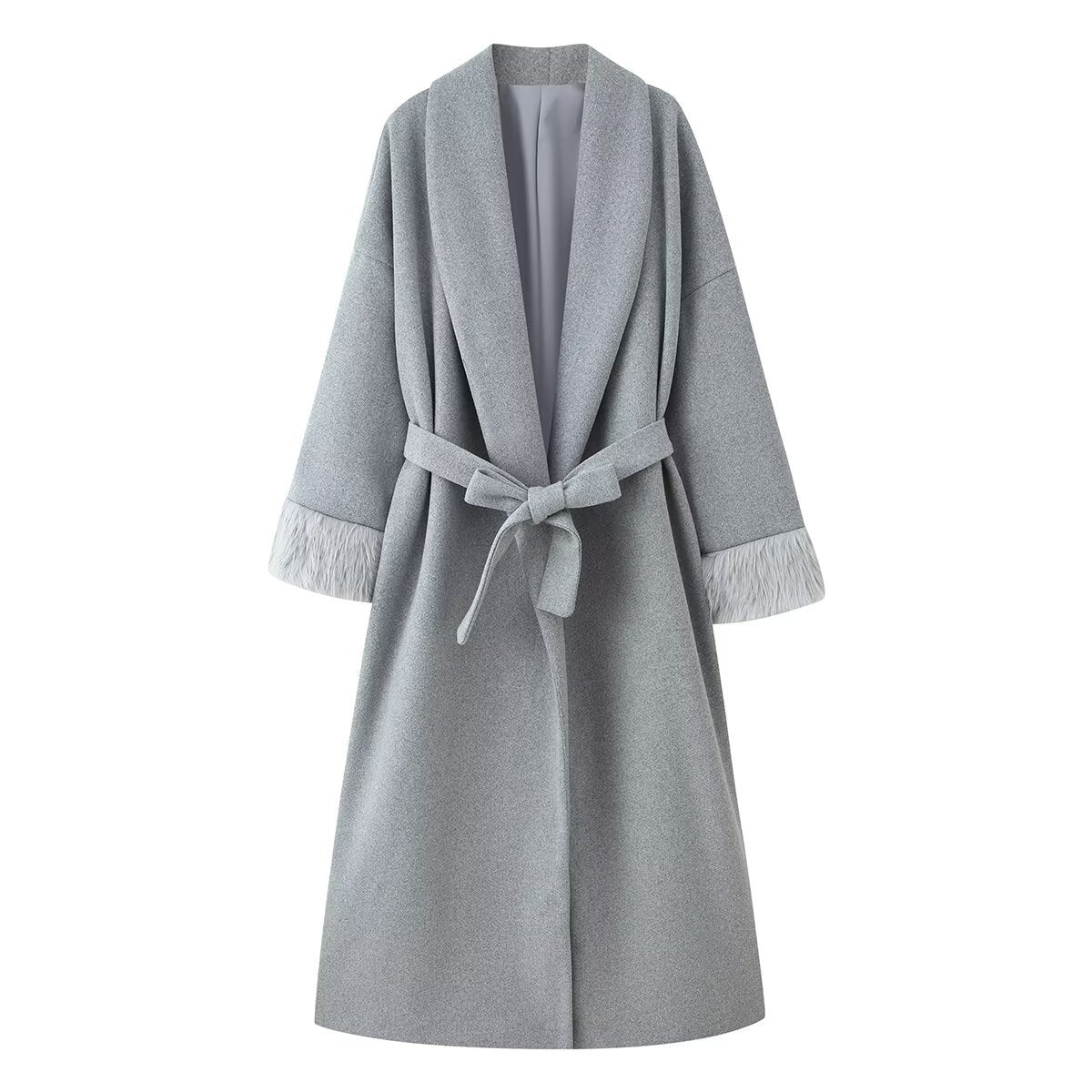 Pardessus femme Laine Automne hiver Poignets Lacés Coupe Ample - BMYANY