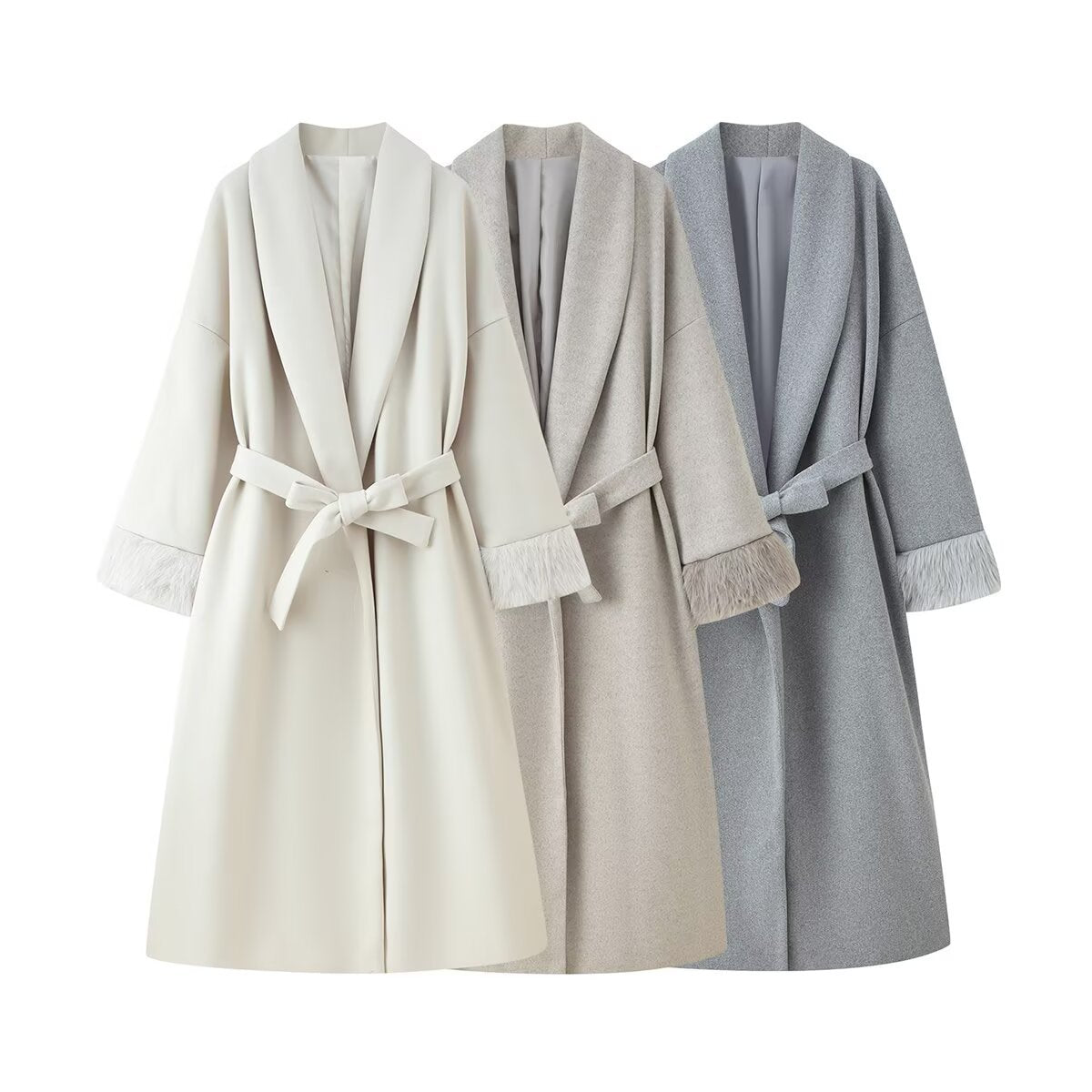 Pardessus femme Laine Automne hiver Poignets Lacés Coupe Ample - BMYANY