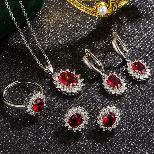 Parure boucles d'oreilles, bague, collier argent 952 pour femmes - BMYANY