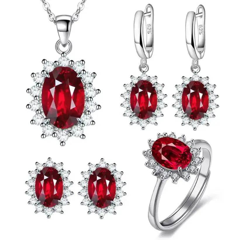 Parure boucles d'oreilles, bague, collier argent 952 pour femmes - BMYANY