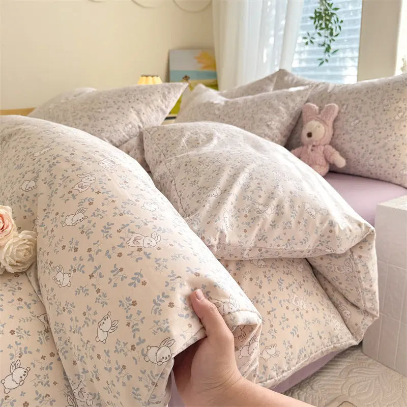 Parure de Lit 4 pièces Coton Nuage Super Doux Lavé - BMYANY