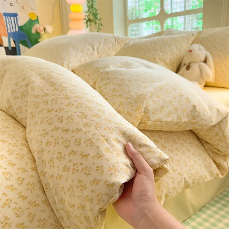Parure de Lit 4 pièces Coton Nuage Super Doux Lavé - BMYANY