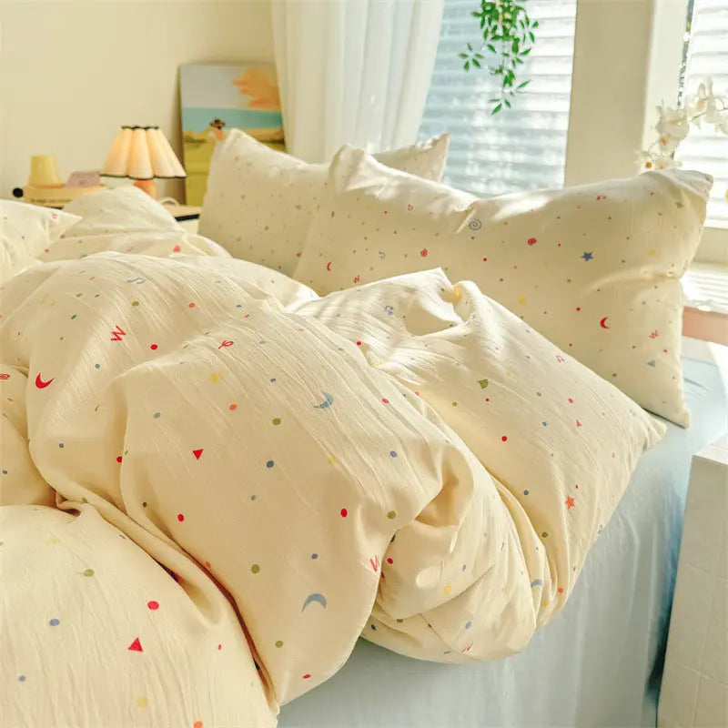 Parure de Lit 4 pièces Coton Nuage Super Doux Lavé - BMYANY