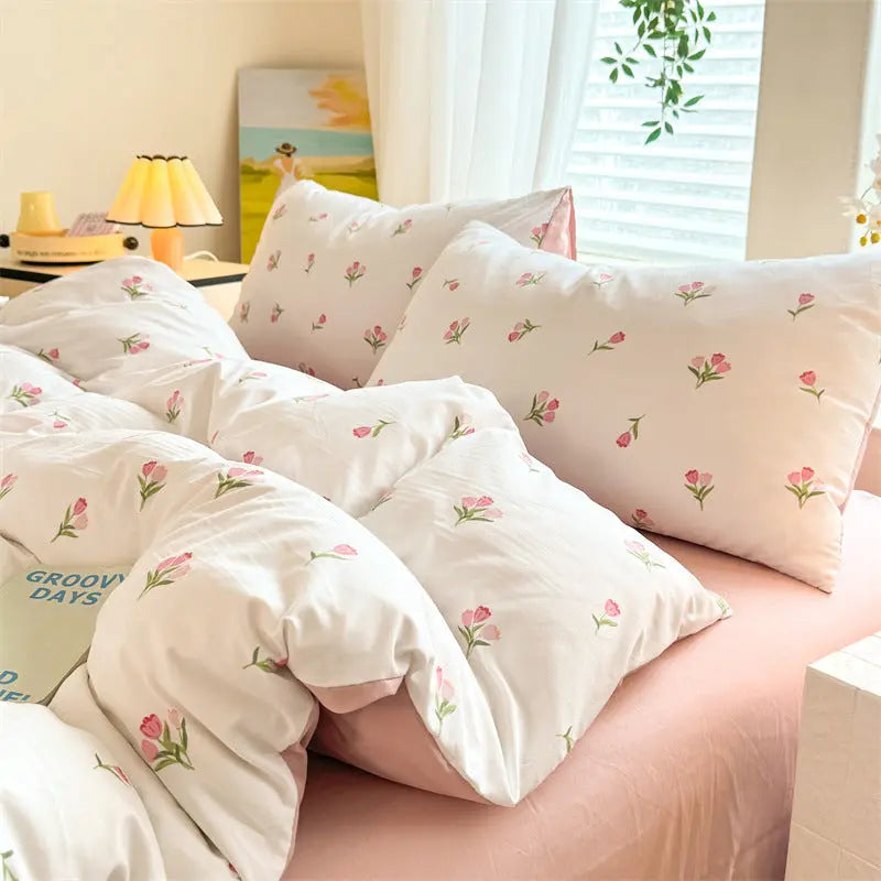 Parure de Lit 4 pièces Coton Nuage Super Doux Lavé - BMYANY