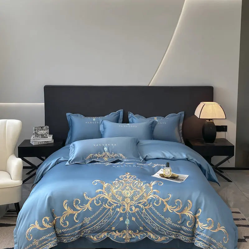 Parure de Lit 4 pièces Coton Style Européen Luxe Soie Glacée - BMYANY