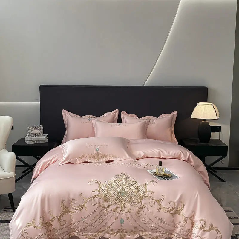 Parure de Lit 4 pièces Coton Style Européen Luxe Soie Glacée - BMYANY