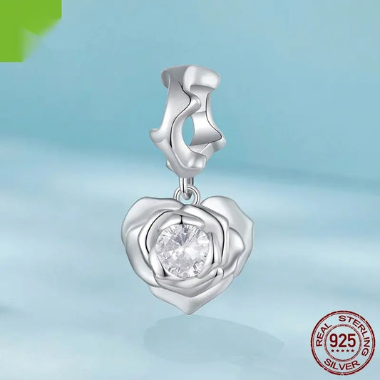 Pendentif et colliers  Cœur Rose Original Perle Argent 925 - BMYANY