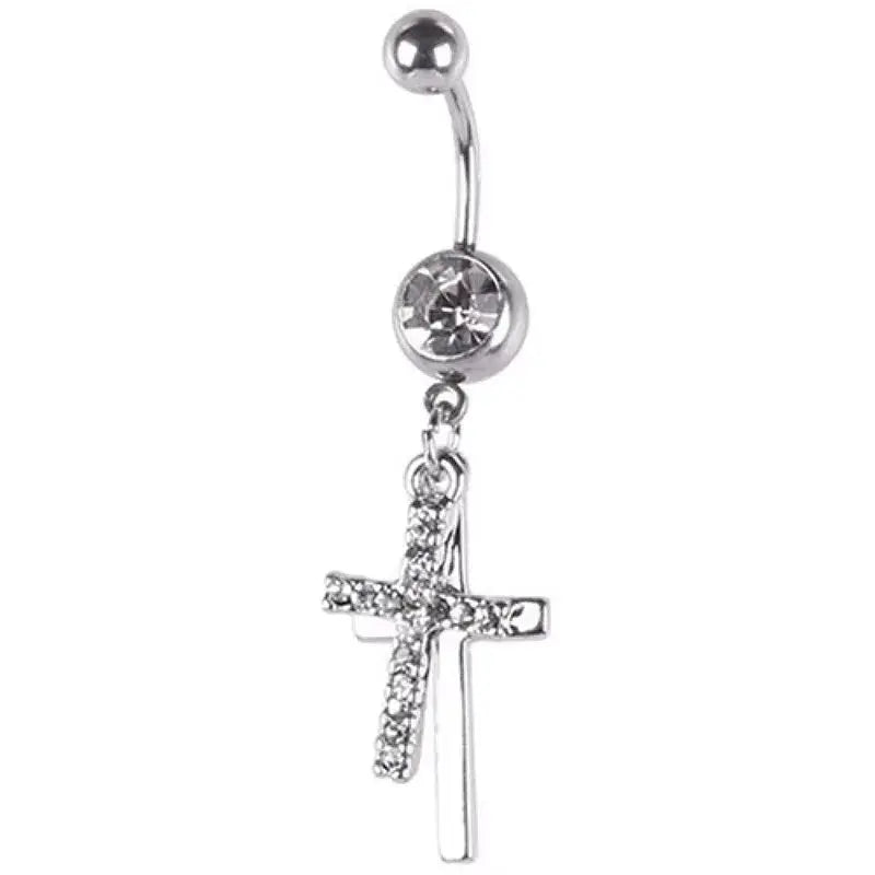 Piercing Nombril Septum Titane Zircon Œil du Diable Croix - Bijoux Corps Femme - BMYANY