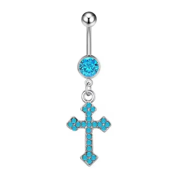 Piercing Nombril Septum Titane Zircon Œil du Diable Croix - Bijoux Corps Femme - BMYANY