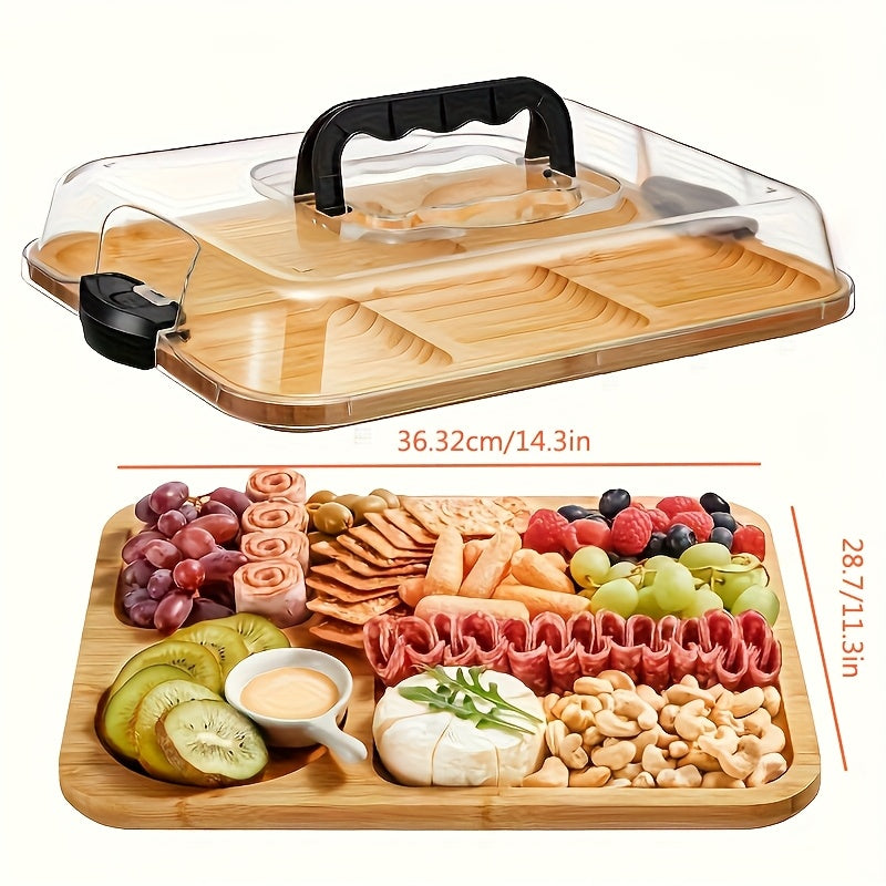 Plateau à Fromage en Bambou avec Couvercle Transparent - BMYANY