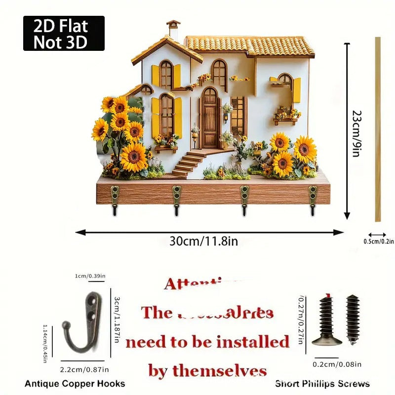 New Colorful Wooden Cabin Key Holder - BMYANY