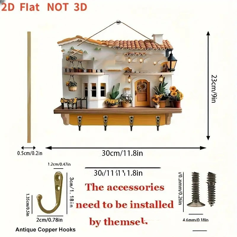 New Colorful Wooden Cabin Key Holder - BMYANY